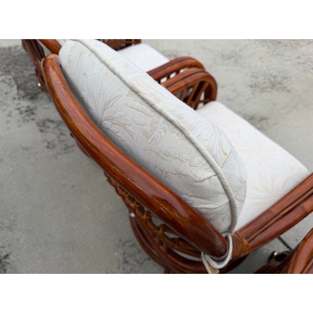 Vintage Sunburst Rattan Swivel Armchairs on Casters, Set of 6 For Sale - Image 10 of 18