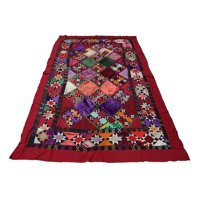Vintage Embroidered Uzbek Wall Hung Patchwork Tapestry, 1920s For Sale - Image 3 of 14