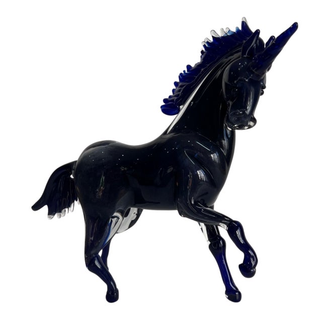 Vintage Murano Cobalt Art Glass Sculpture Unicorn Horse Signed Guiman 1/1 For Sale In New York - Image 6 of 18