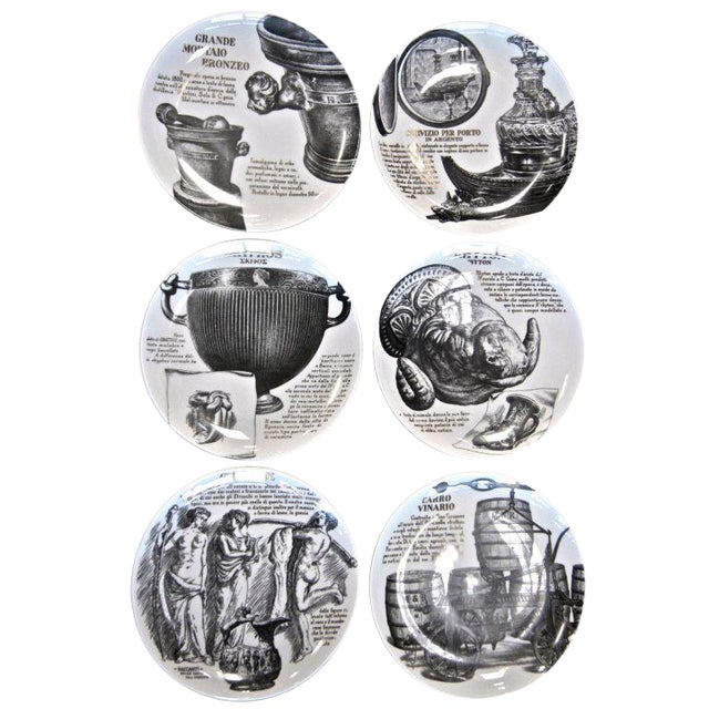 1980s Piero Fornasetti Plates - Set of 6 For Sale