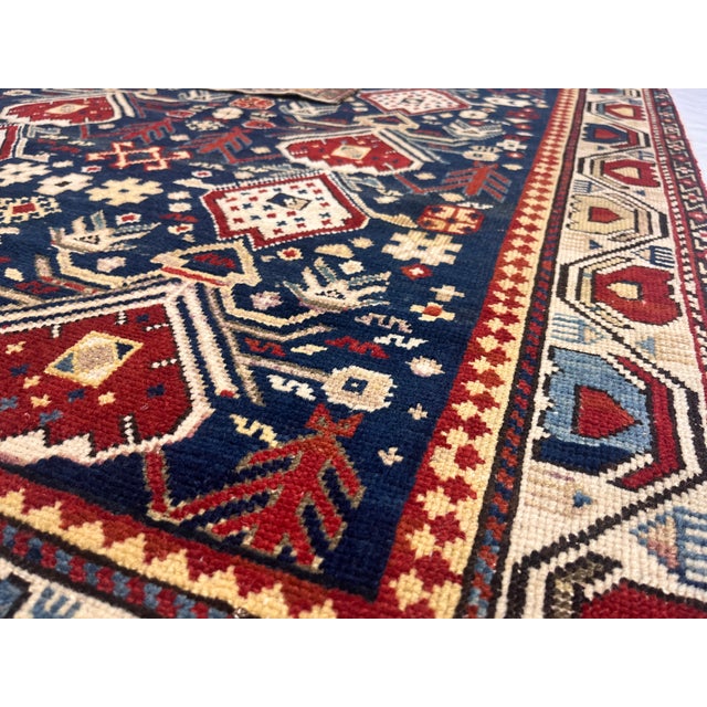 Figurative Antique Caucasian Kuba Rug 3'9" X 4’10" For Sale - Image 3 of 8