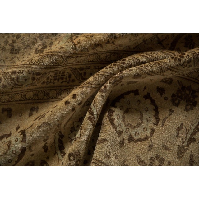 Shabby Chic Antique Fine Distressed Tabriz Carpet - 10'2" x 13'4" For Sale - Image 3 of 16