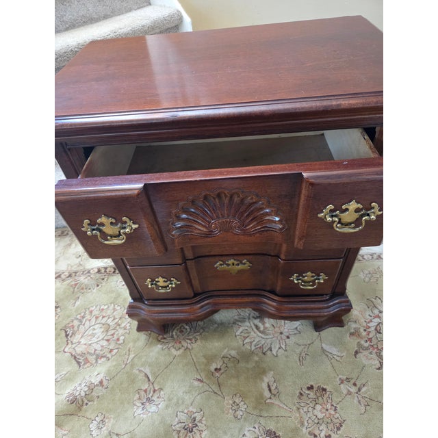 Chippendale Chippendale Style Block Front 3 Drawer Nightstand Chest Bedside Table For Sale - Image 3 of 13