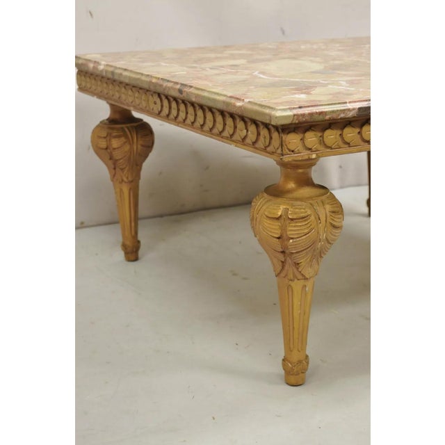 Vintage Italian Neoclassical Style Pink Rouge Marble Square Coffee Table For Sale In Philadelphia - Image 6 of 12