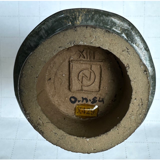 Otto Heino MCM Otto Natzler Cylinder Apricot Glaze Studio Pottery Vase For Sale - Image 4 of 5
