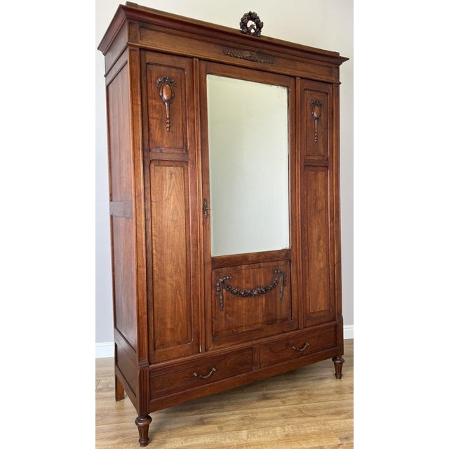 Antique French Walnut Wardrobe For Sale - Image 3 of 18