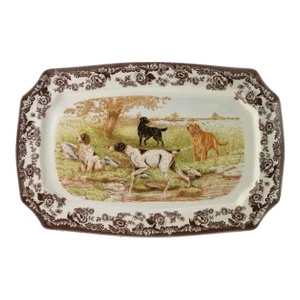 Spode Woodland Dogs Rectangular Platter 17.5", Assorted Dogs