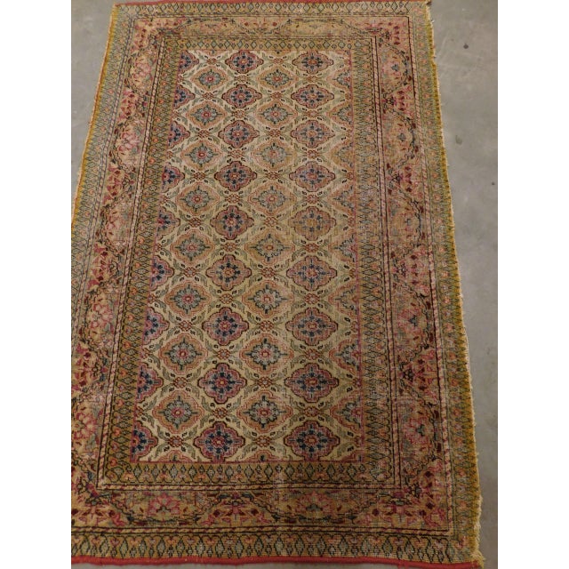 Boho Chic 1920s Antique Hand Made Persian Kerman Lavar Rug For Sale - Image 3 of 13