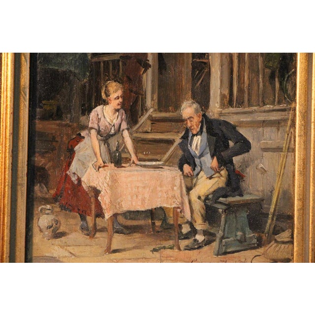 Gerard Portielje, Tavern Interior Scene, 19th Century, Oil on Wood, Framed For Sale - Image 3 of 8