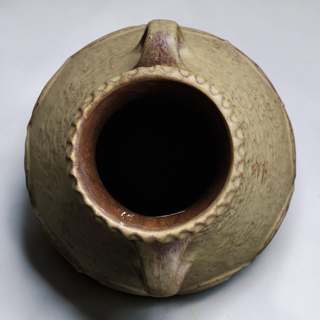 1970s West German Ceramic Amphora Vase, Attributed to Scheurich, Spiral Relief For Sale - Image 4 of 5