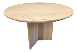 Italian Round Travertine Dining Table, 1970s