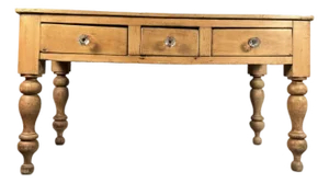 Antique Three Drawer Pine Harvest Table
