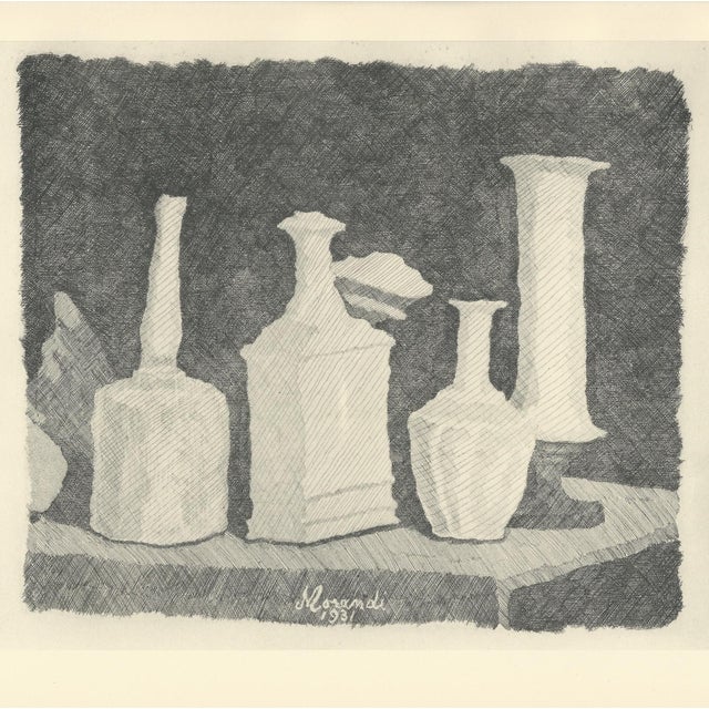 Giorgio Morandi (1890-1964) "Natura Morta con Oggetti Bianchi su Fondo Scuro" (Still Life with White Objects on Dark...