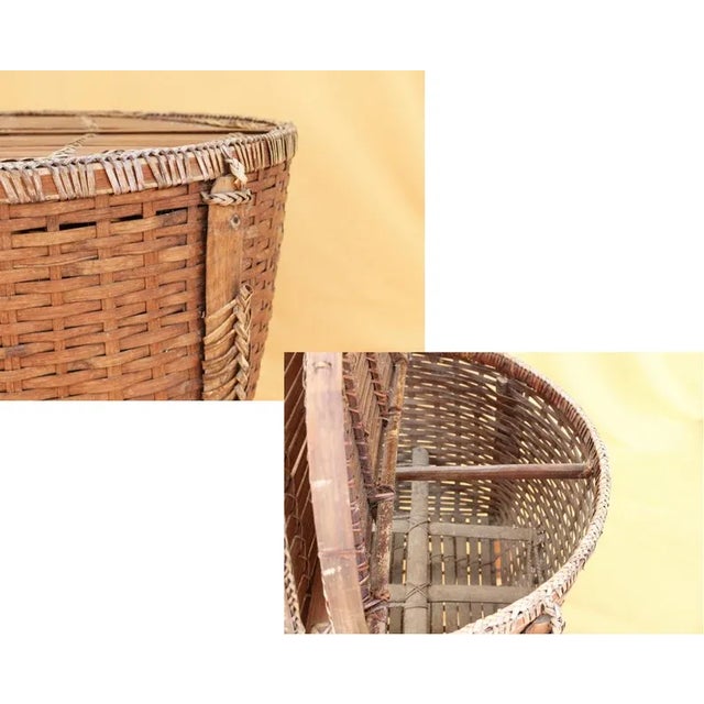 1950s Mid Century Rustic Bamboo Rattan Coffee Table For Sale - Image 9 of 12