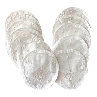 Vintage Round Madeira Cocktail Napkins- Set of 12 For Sale