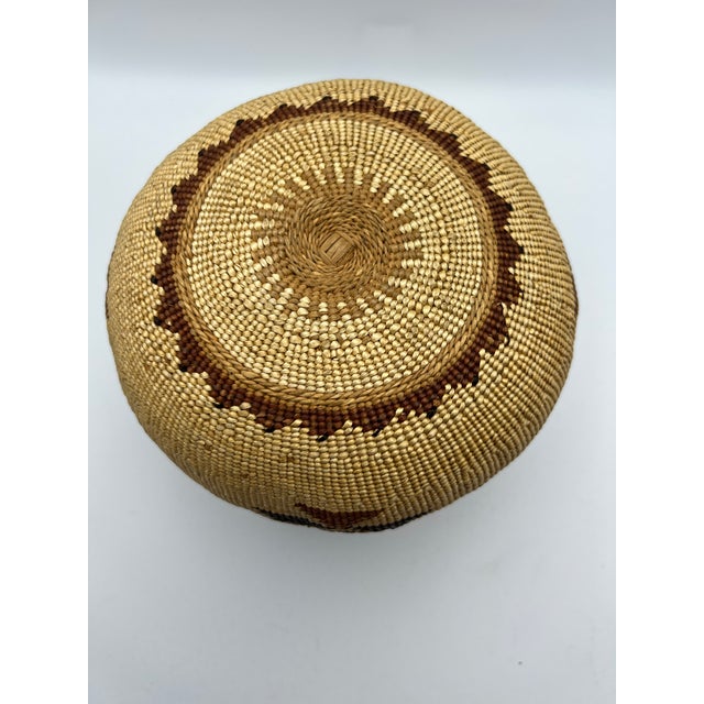 Wood Antique Native American Basket Hupa or Pit River Afrohemian Decor For Sale - Image 7 of 8