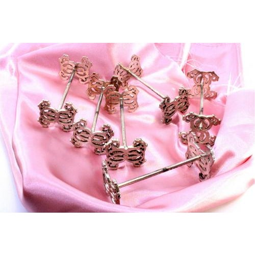 Metal Silver Cutlery Holders with Cut-Out Reliefs, Set of 6 For Sale - Image 7 of 9