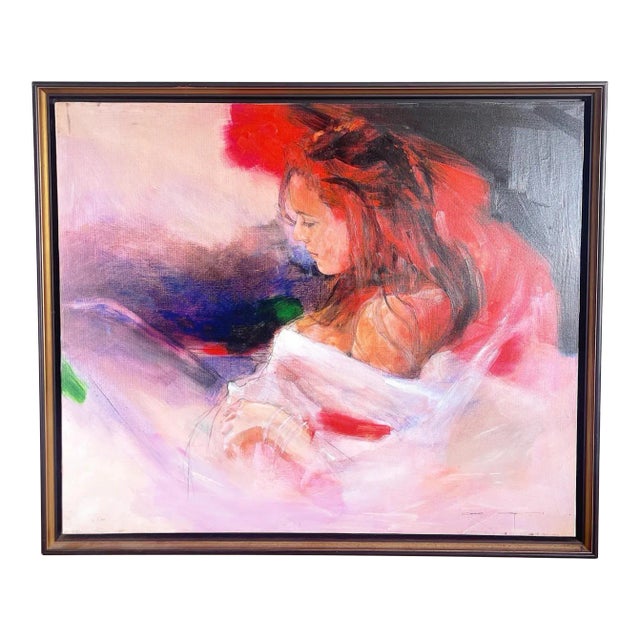 Signed Christine Comyn Serigraph "Woman in Red" 2/100 For Sale