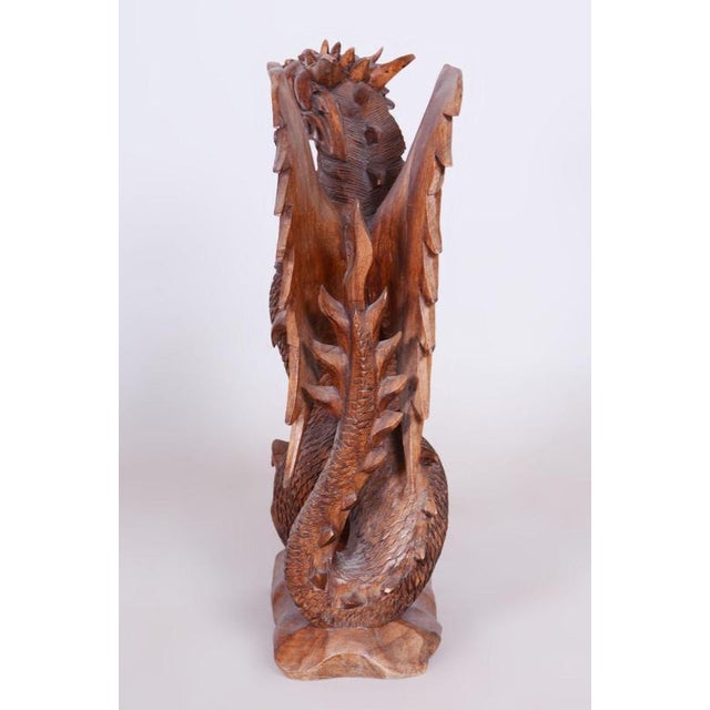 Wood Vintage Asian Statue in Lacquered Wood, 1930s For Sale - Image 7 of 12