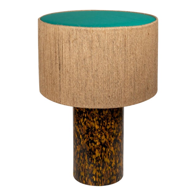 Stories of Italy Leopard Macchia su Macchia Pillar Lamp with Rope Lampshade For Sale
