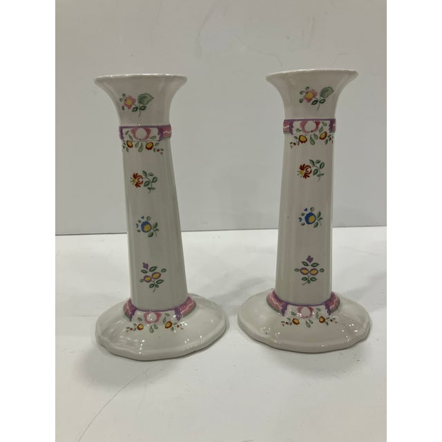 English Pair of Laura Ashley Candlesticks For Sale - Image 3 of 5