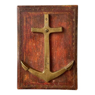 Vintage Patinated Brass Anchor Box For Sale