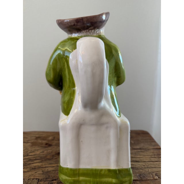 Vintage Pair of Handmade Majolica Farmer and FarmWife Toby Pitchers, Made in Portugal For Sale - Image 9 of 12