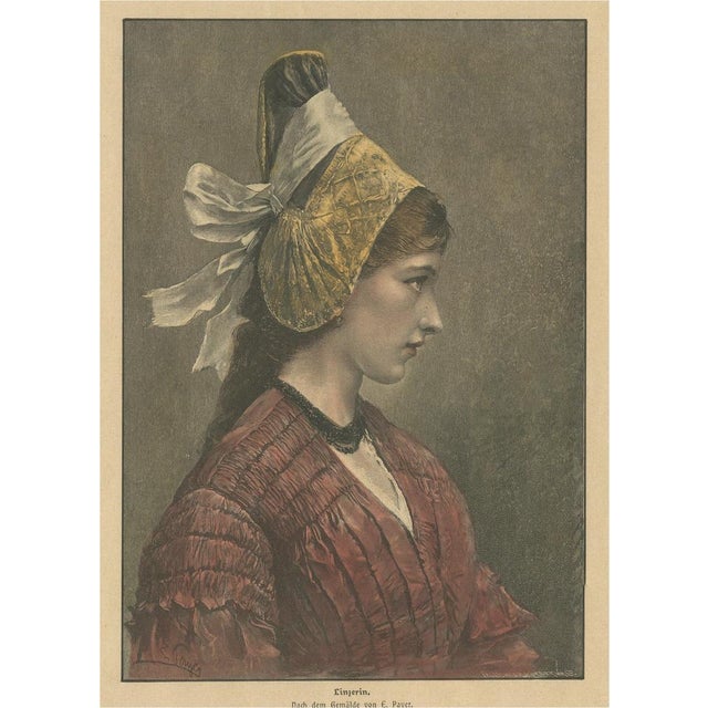 After Eduard Payer, Linzerin Austrian Folk Costume, Print, 1880 For Sale - Image 10 of 10