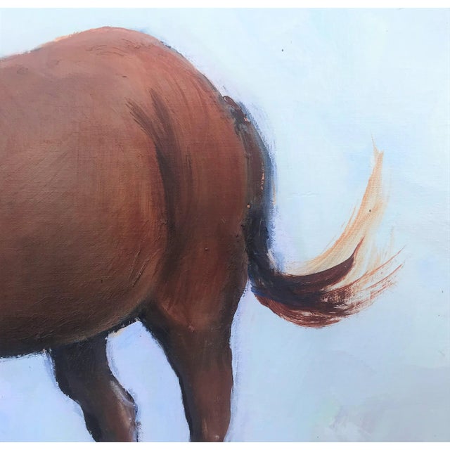 Textile Framed "Grazing Horse" Acrylic on Canvas Original Painting For Sale - Image 7 of 10