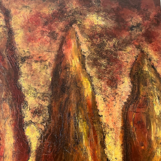 1990s Modern Oil on Canvas Abstract Expressionist Style Framed Signed by American Artist Irene Boone Titled Trees For Sale - Image 9 of 12