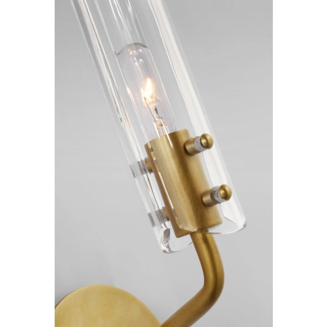 Modern AERIN for Visual Comfort Signature Casoria 14" Single Sconce in Hand-Rubbed Antique Brass with Clear Glass For Sale - Image 3 of 4