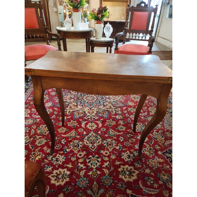 Late 19th Century Late 19th Century French Folding Card / Game Table With Marquetry Inlaid Top For Sale - Image 5 of 6