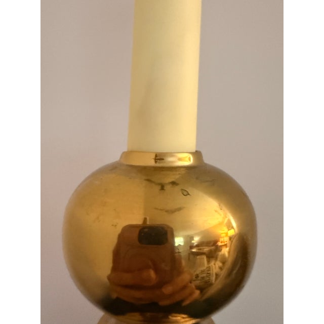 1960s Mid-Century Modern Hollywood Regency Stiffel Style Solid Brass Table Lamp 30" With Harp & Finial For Sale - Image 10 of 12