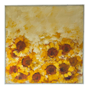 1960s Large Sunflower Oil Painting, Signed Carlo of Hollywood Mid-Century Modern