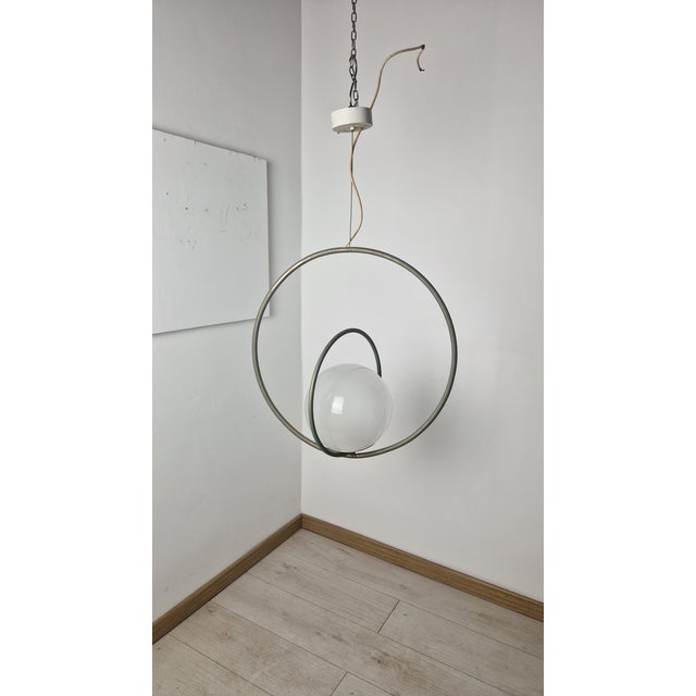 Rotatable Pendant Lamp in Burnished Brass and Glass Sphere by Pia Guidetti Crippa for Lumi, 1970s For Sale - Image 9 of 11
