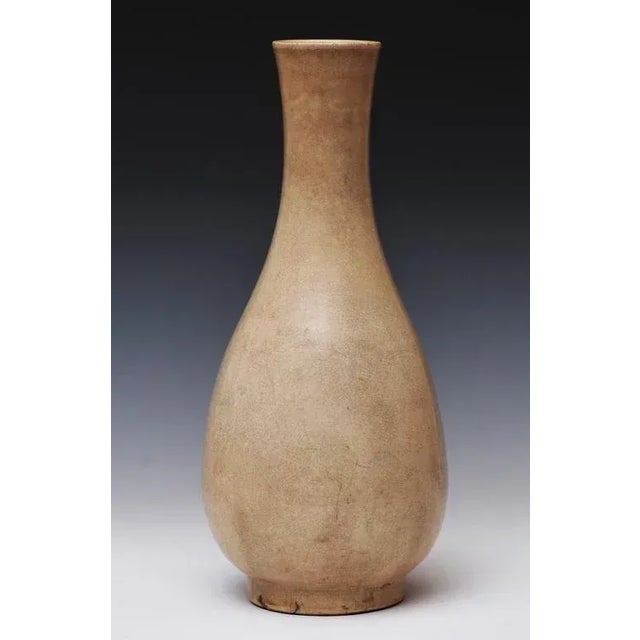 Large antique 19th c. Chinese monochrome crackle glaze vase. Tall bottle shape. Heavy weight and thickly potted. Formerly...