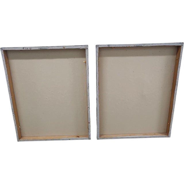 Vintage Post-Modern Textured Abstract Paintings by Lee Reynolds - Pair For Sale - Image 9 of 9