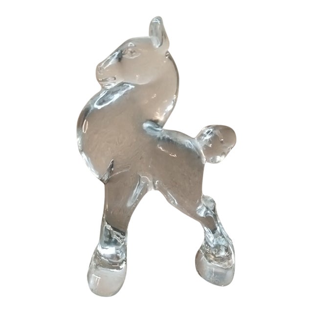1970s Viking Clear Glass Stag Horse Figurine For Sale