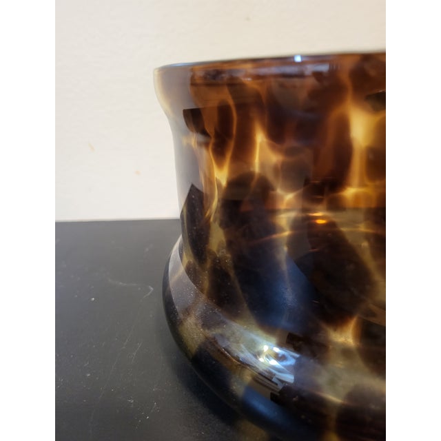 Beautiful hand blown vintage Italian glass tortoise style decorative bowl. Perfect for console or display. Still has the...