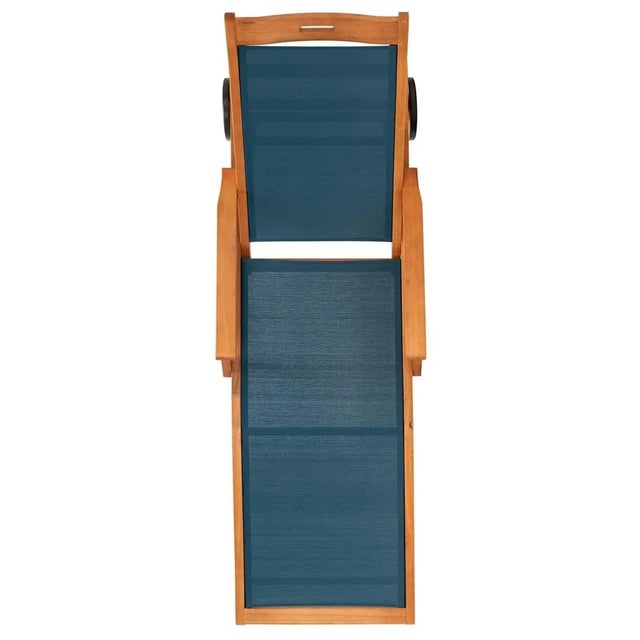 Wood Kamson Sunlounger - Natural/Navy For Sale - Image 7 of 10