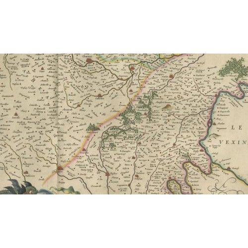 Antique Blue Map of Beauce & Perche, France, 1642 For Sale - Image 9 of 11