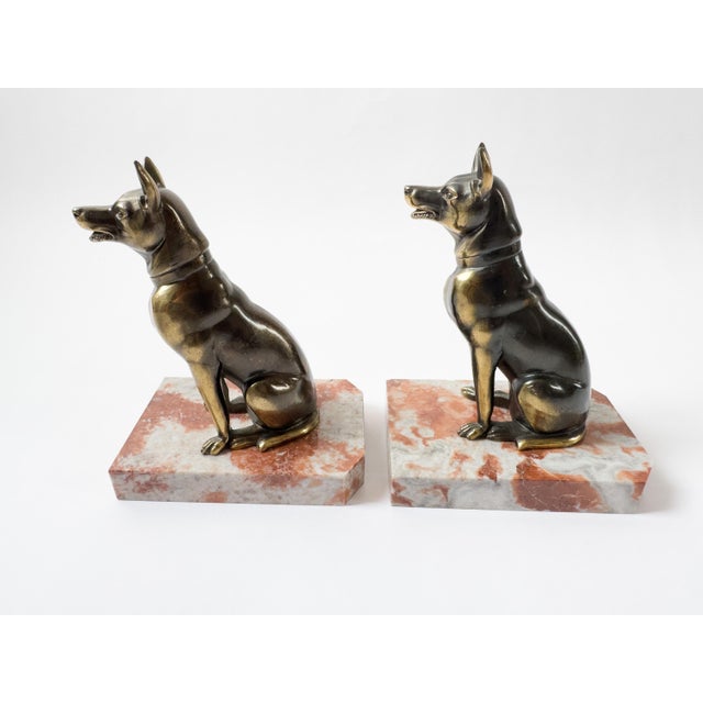 1930s Pair of French Art Deco Dog Bookends, Signed Jamar, C. 1930 For Sale - Image 5 of 18