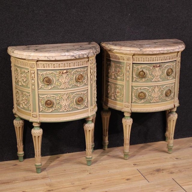 Italian Louis XVI Bonzanigo Style Lacquered Bedside Tables, 1950, Set of 2 For Sale - Image 14 of 14
