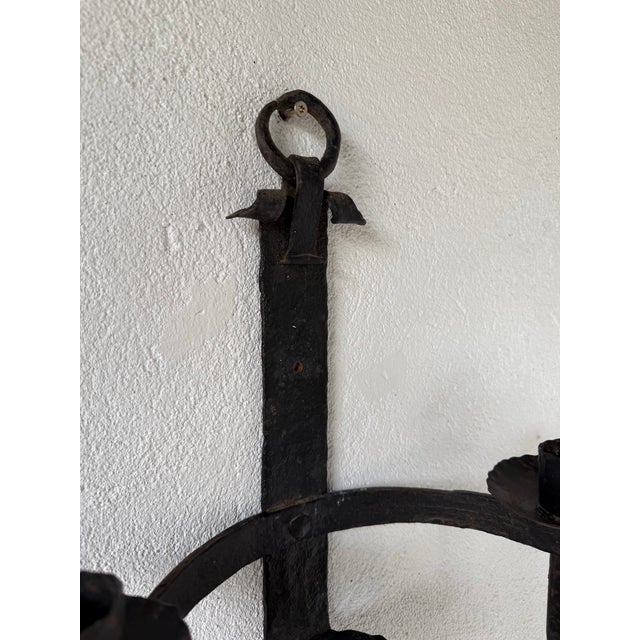 Brutalist Wall Sconces in Wrought Iron, 1890s, Set of 2 For Sale - Image 16 of 18