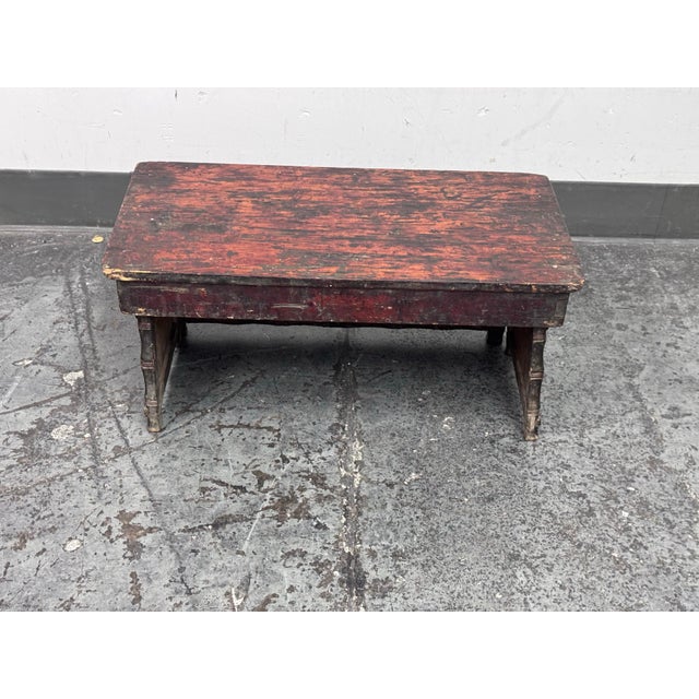 Red Antique Tibetan Folding Prayer Table. For Sale - Image 8 of 12