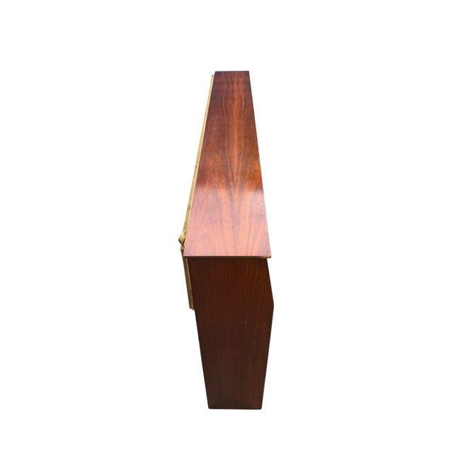 1950s Mid-Century Mainline by Hooker Walnut & Cane Bookcase Headboard, 1957 For Sale - Image 5 of 15