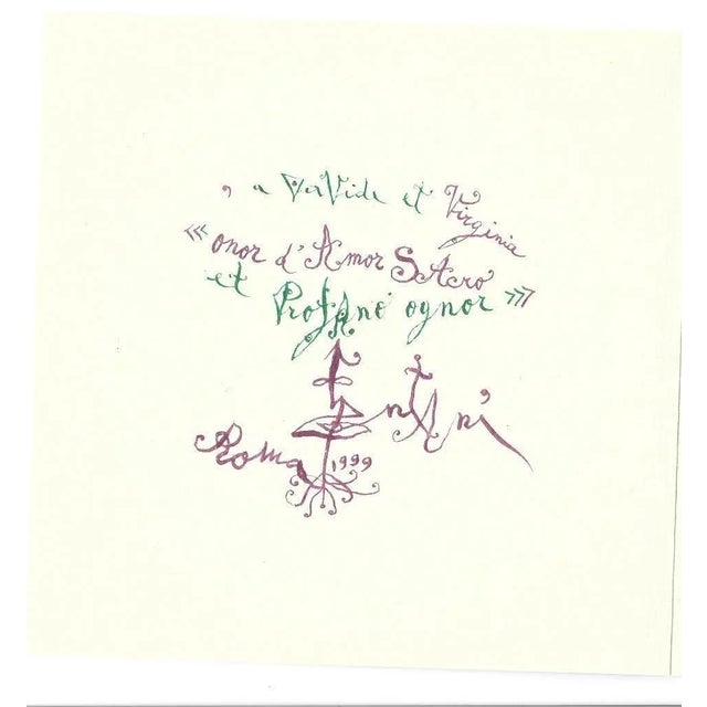 Luigi Ontani - 2000 Augury - Original Greetings Card with Drawing - 1999 For Sale - Image 3 of 8