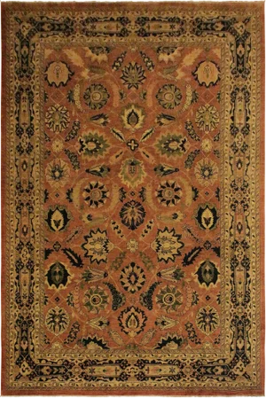 1980s Semi Vintage Kafkaz Lt. Orange/Dark. Blue Wool Rug -9'11 X 14'3