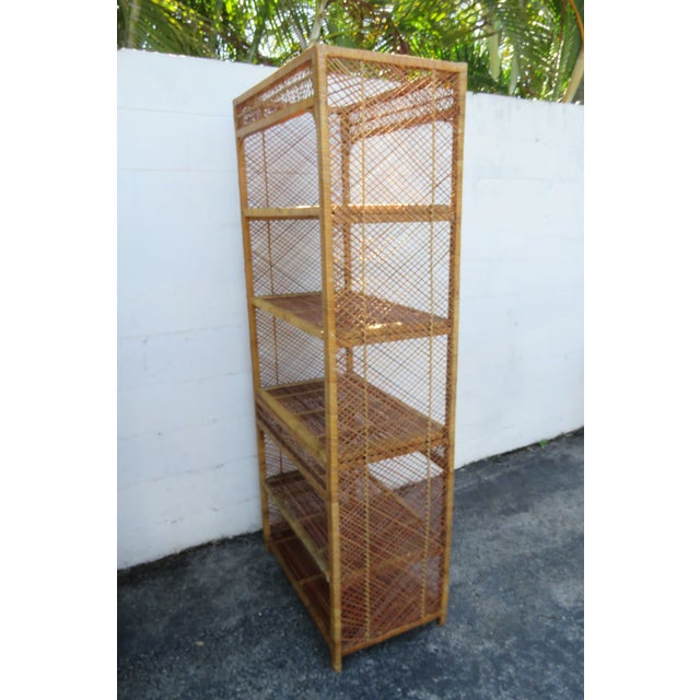 Brown Late 20th Century Bamboo Wicker Rattan Display Shelving Unit Etagere 6161 For Sale - Image 8 of 11