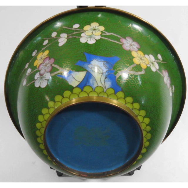 Mid Century Cloisonne Bowl With Floral Details For Sale - Image 4 of 10